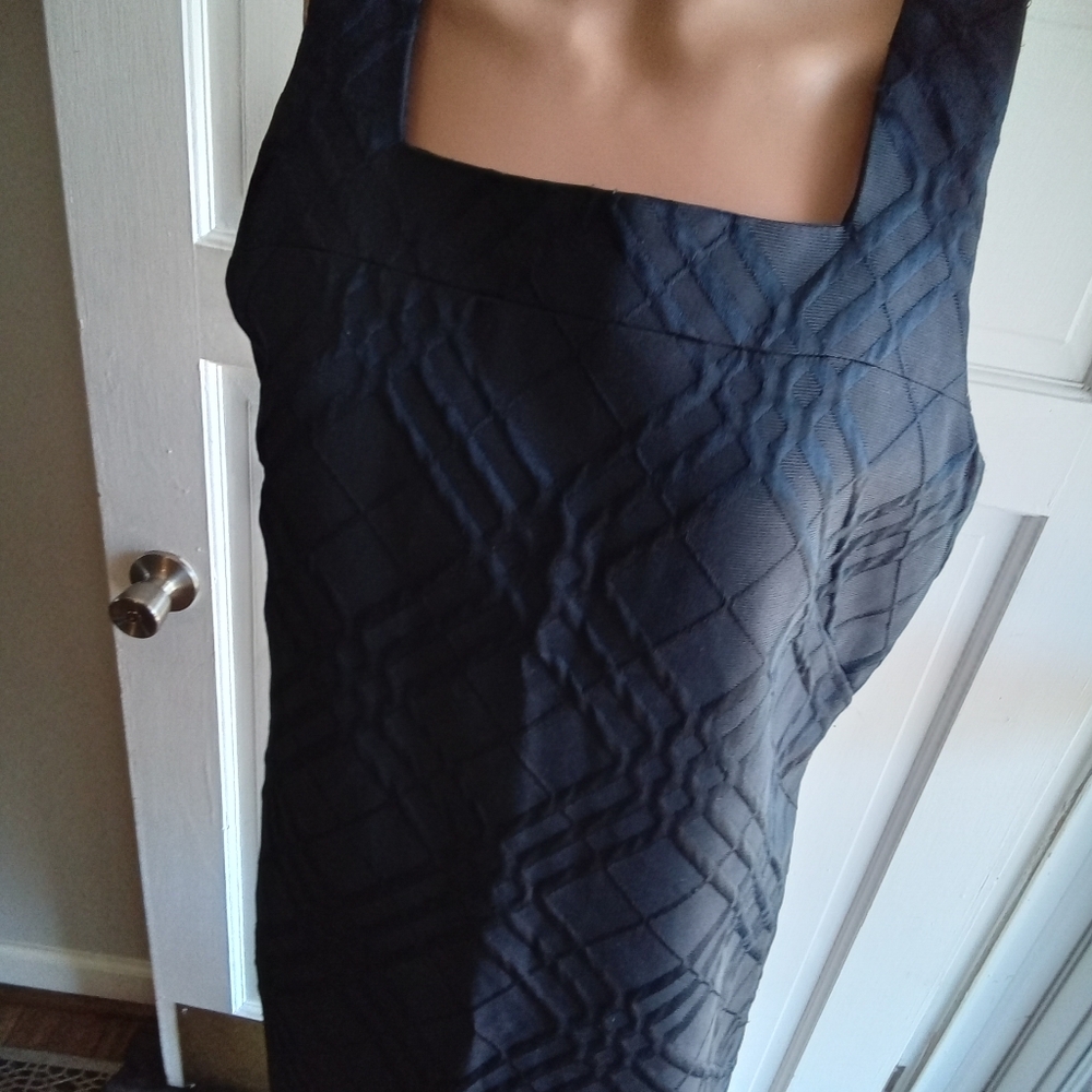 Evan Picone Navy Textured Midi Dress